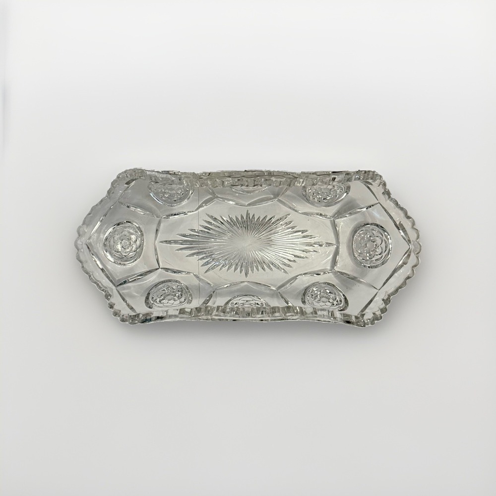 Duncan & Miller Glass Co. No. 50 Pressed Glass Oval Relish Serving Tray Platter